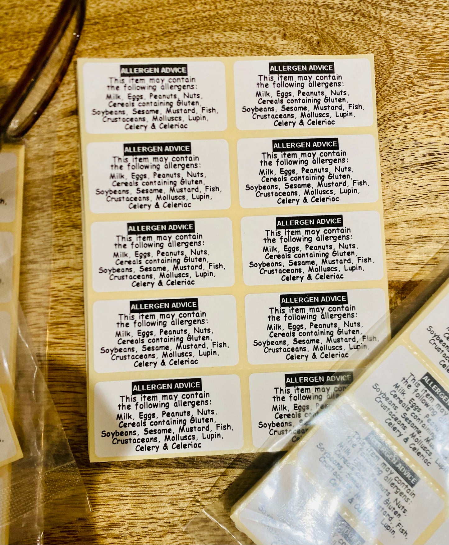 Allergen Notice Labels. 50 x 25mm