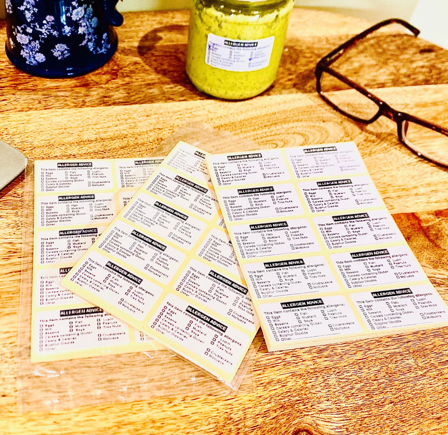 Allergen Warning Labels with tick boxes. 50 x 25mm