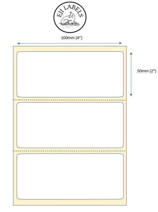 4 x 2" (100 x 50mm) Labels. Plain White Fan Fold