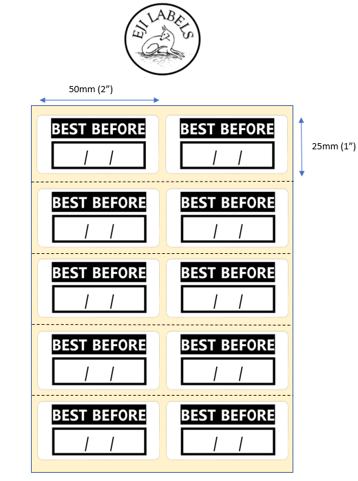 Best Before Labels. 50 x 25mm