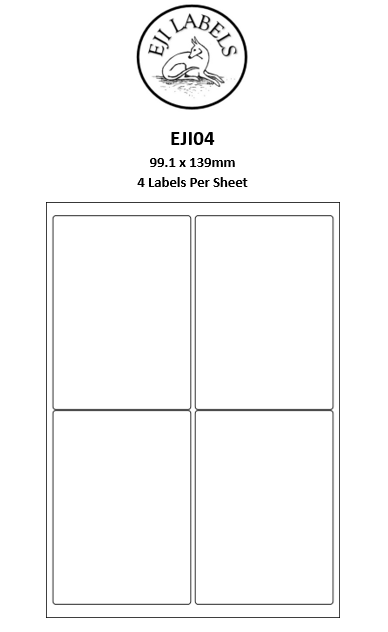 A4 Label Sheets 4 per page. L7169 / J8169