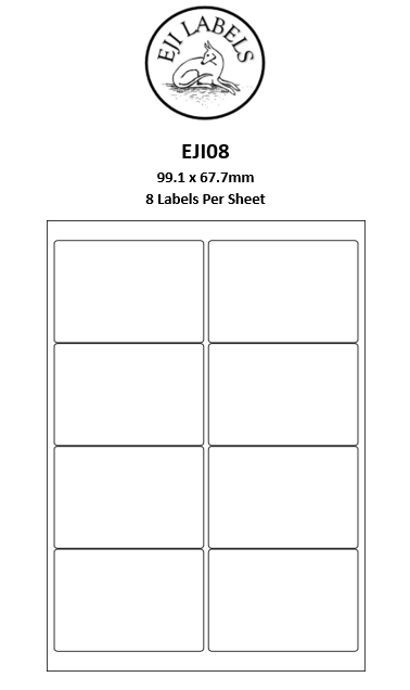 A4 Label Sheets 8 per page. L7165 / J8165