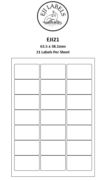 A4 Label Sheets 21 per page. L7160 / J8160