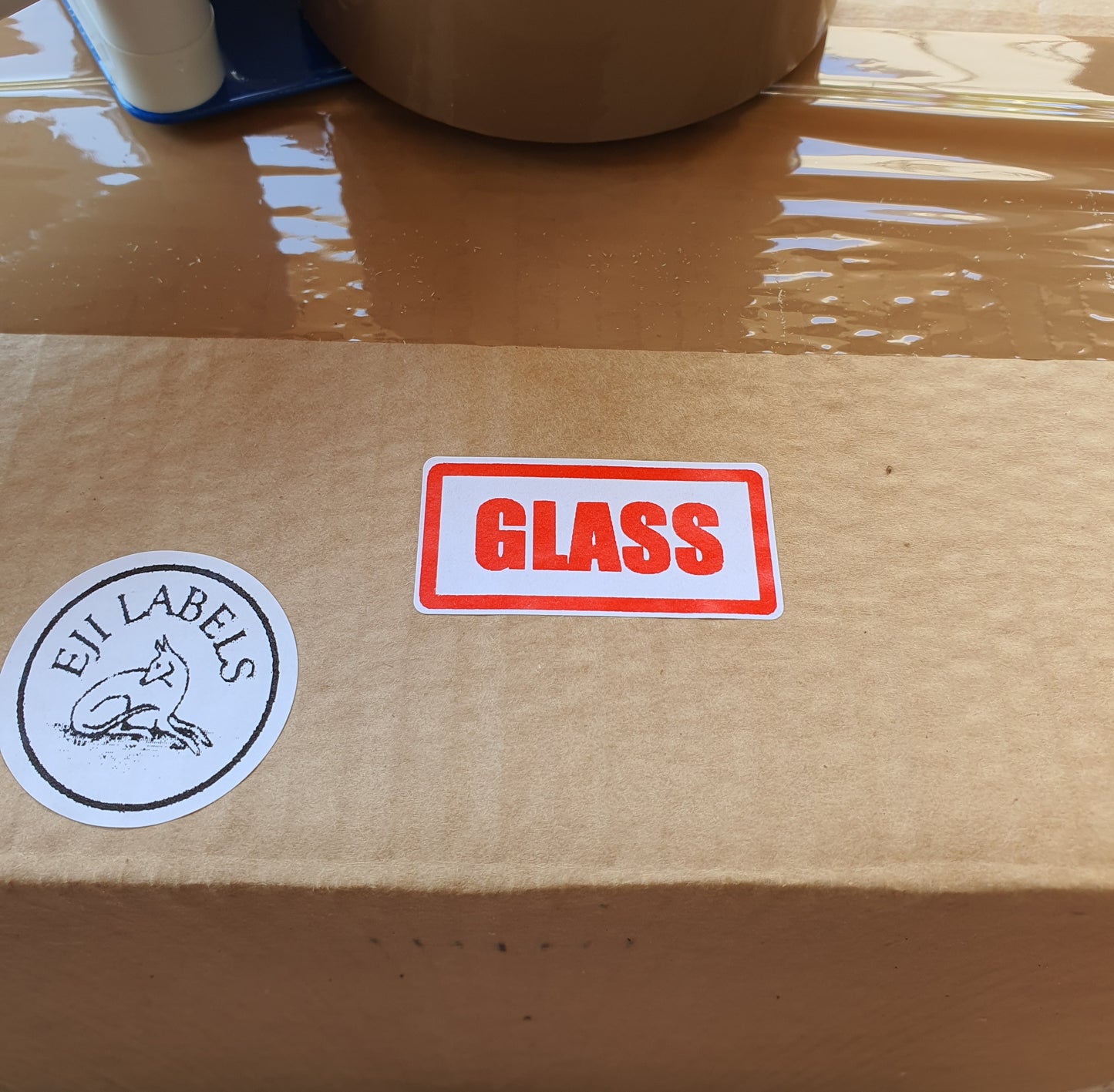 Small caution "Glass" Stickers. 50 x 25mm