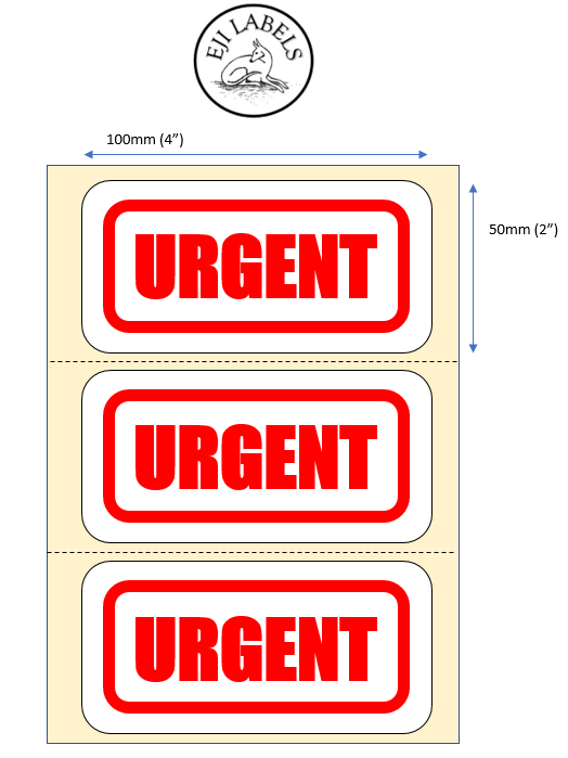 Large Urgent Stickers. 100 x 50mm