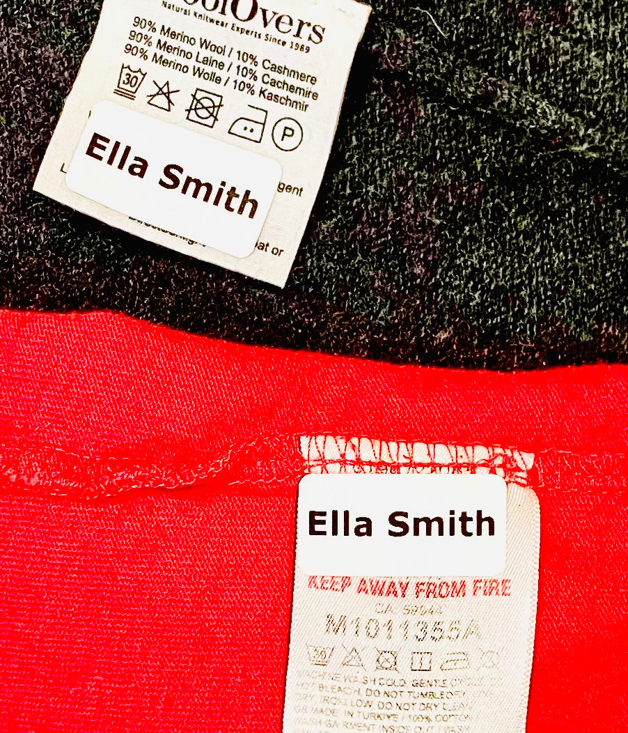 Stick on Clothing & property Name Labels